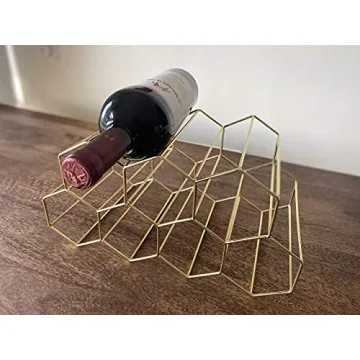 Stunning Gold Wine Rack - Holds 9 Bottles, No Assembly