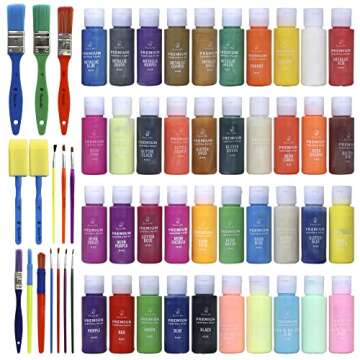 Kids Tempera Paint Set | Value Pack Includes 40 Washable Non-Toxic Colorful Paints (2oz bottles) & 1...
