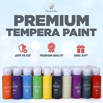 Kids Tempera Paint Set | Value Pack Includes 40 Washable Non-Toxic Colorful Paints (2oz bottles) & 15 Brushes | Metallic, Neon, Glow In The Dark, Glitter Paints | Paint For Arts & Crafts, Fun Projects