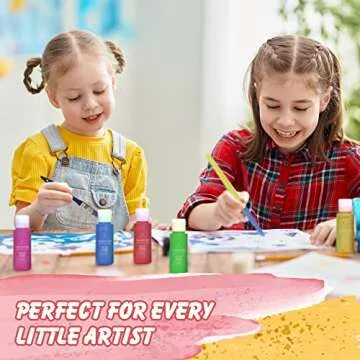 Kids Tempera Paint Set | Value Pack Includes 40 Washable Non-Toxic Colorful Paints (2oz bottles) & 15 Brushes | Metallic, Neon, Glow In The Dark, Glitter Paints | Paint For Arts & Crafts, Fun Projects