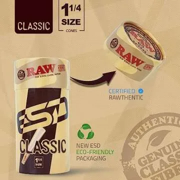 RAW Classic 1-1/4 Slow Burning Pre-Rolled Cones - 50 Pack and Cone Loader - Bundle