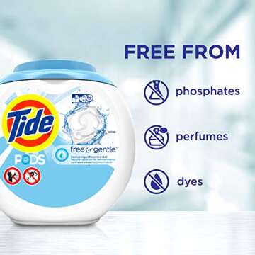 Tide PODS Free & Gentle, Liquid Laundry Detergent Pacs, 72 count