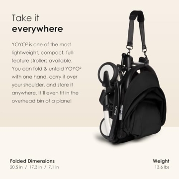 BABYZEN YOYO2 Stroller - Lightweight & Compact - Includes Black Frame, Black Seat Cushion + Matching Canopy - Suitable for Children Up to 48.5 Lbs