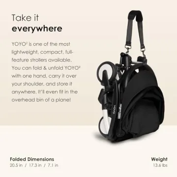 BABYZEN YOYO2 Stroller - Lightweight & Compact - Includes Black Frame, Black Seat Cushion + Matching Canopy - Suitable for Children Up to 48.5 Lbs