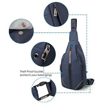 WATERFLY Small Crossbody Sling Backpack Anti Theft Backpack for Traveling Chest Shoulder Bag
