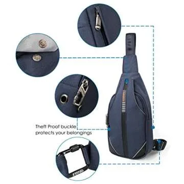 WATERFLY Small Crossbody Sling Backpack Anti Theft Backpack for Traveling Chest Shoulder Bag