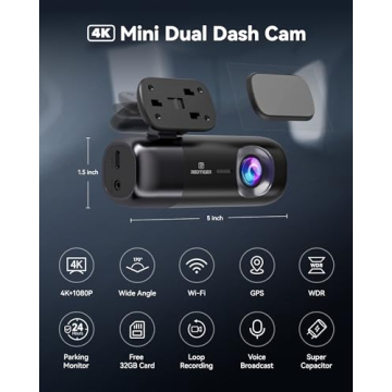 REDTIGER F9 Dash Cam - 4K & 1080P with Dual Cameras