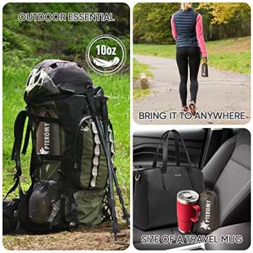 PTEROMY Hooded Rain Poncho for Adult with Pocket, Waterproof Lightweight Unisex Raincoat for Hiking Camping Emergency (Brown)