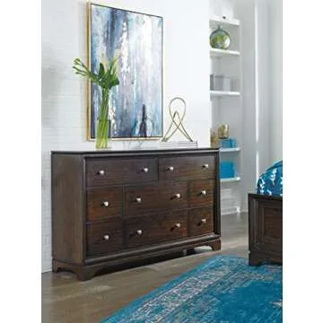 Signature Design by Ashley Dinorah Hand Painted Abstract Canvas Wall Art, 35 x 47, Blue & Gold