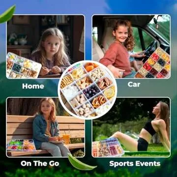 Skywin Snack Tray - Square Fun & Functional Snack Containers - Travel-Friendly, Easy to Use & Clean Snack Box, Encourages Healthy Eating (Clear) (15 Slot)