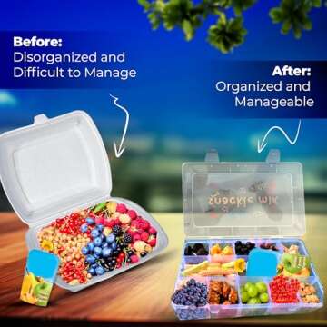 Skywin Snack Tray - Square Fun & Functional Snack Containers - Travel-Friendly, Easy to Use & Clean Snack Box, Encourages Healthy Eating (Clear) (15 Slot)