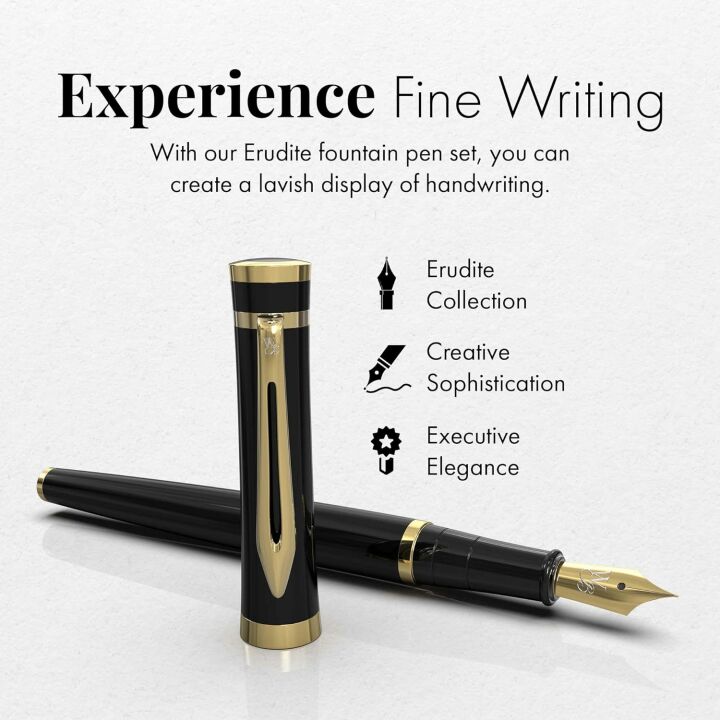 Luxurious Fountain Pen Set with 18K Nib & Ink Refills