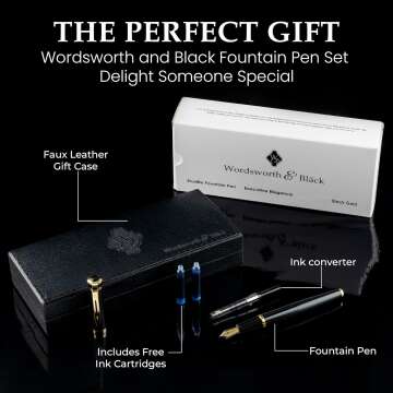 Luxurious Fountain Pen Set with 18K Nib & Ink Refills