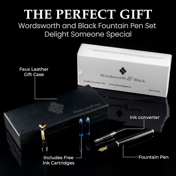 Luxurious Fountain Pen Set with 18K Nib & Ink Refills