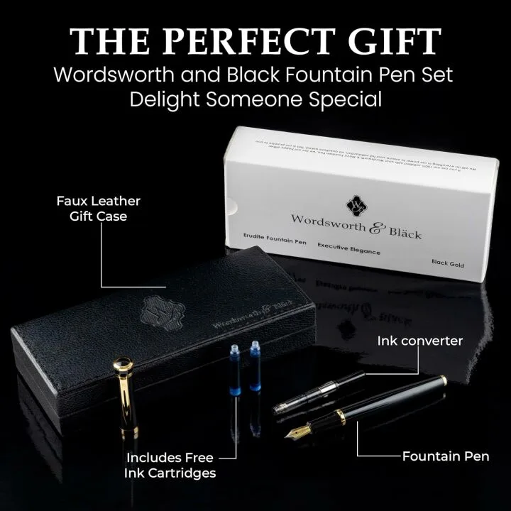 Luxurious Fountain Pen Set with 18K Nib & Ink Refills
