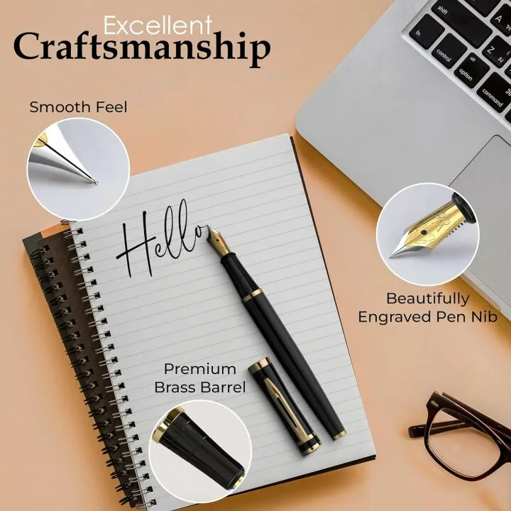 Luxurious Fountain Pen Set with 18K Nib & Ink Refills