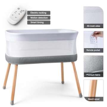 VaVaSoo Electric Bassinet with 3 Rocking Speeds and Music