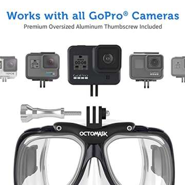 OCTOMASK - Scuba Mask with GoPro Mount for Snorkeling and Diving (Clear)