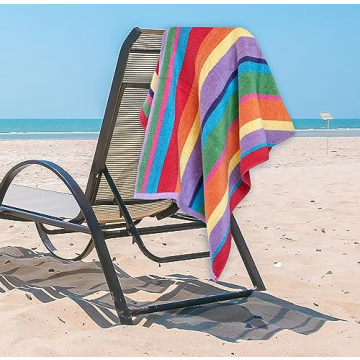 Oversized Cotton Beach Towels - Rainbow Design, 4 Pack