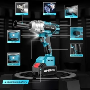 Seesii Cordless Impact Wrench 479 Ft-lbs Power for Home and Auto