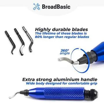 BroadBasic - Deburring Tool Kit with 20 High-Speed-Steel Blades | Edge Burr Remove for Metal, PVC Plumbing Pipe, 3D Printing, Plastic, Copper, Resin Art