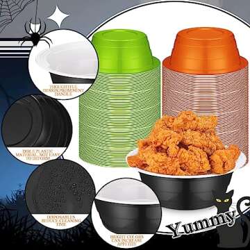 60 Pcs Halloween Plastic Bowls 23 oz Disposable Salad Bowls Plastic Serving Bowls Halloween Party Supplies Halloween Candy Snack Bowls Serving Bowls for Halloween Christmas Wedding Picnics Birthday