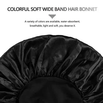 2PCS Hair Bonnets for Black Women, Elastic Wide Band Silk Hair Bonnet for Sleeping, Sleeping Bonnets for Women, Satin Bonnet for Curly Hair Sleeping Cap (Black + Leopard print)