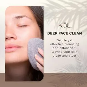 KOL Face Scrubber, Charcoal Infused Exfoliating Facial Cleansing Pads, Disposable Exfoliator Face Sponge for Daily Cleaning and Makeup Removal, 12 Count