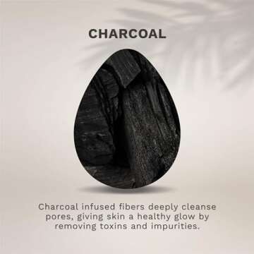 KOL Face Scrubber, Charcoal Infused Exfoliating Facial Cleansing Pads, Disposable Exfoliator Face Sponge for Daily Cleaning and Makeup Removal, 12 Count