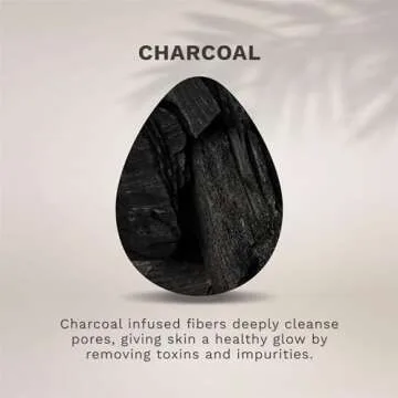 KOL Face Scrubber, Charcoal Infused Exfoliating Facial Cleansing Pads, Disposable Exfoliator Face Sponge for Daily Cleaning and Makeup Removal, 12 Count