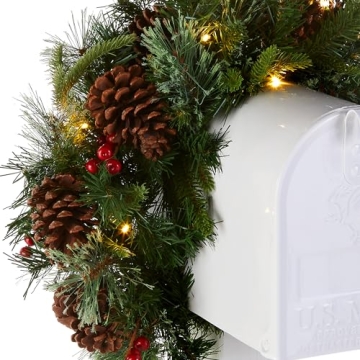 Pre-lit Christmas Mail Box Swag with LED Lights