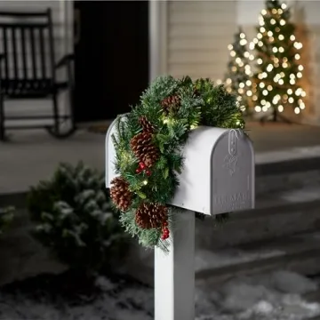 Pre-lit Christmas Mail Box Swag with LED Lights