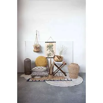 Bloomingville Round Cotton Gathered Design Pillow - Mustard Color