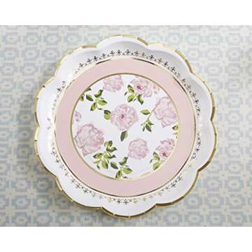 Kate Aspen Tea Time Whimsy Paper Plates, Wedding/Party Disposable Dinnerware, Pink