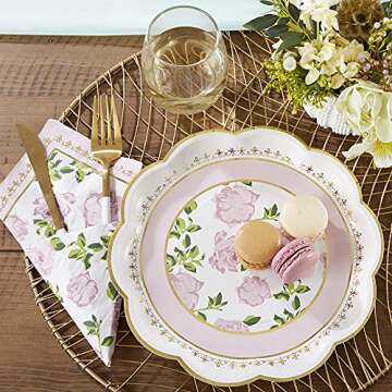 Kate Aspen Tea Time Whimsy Paper Plates, Wedding/Party Disposable Dinnerware, Pink