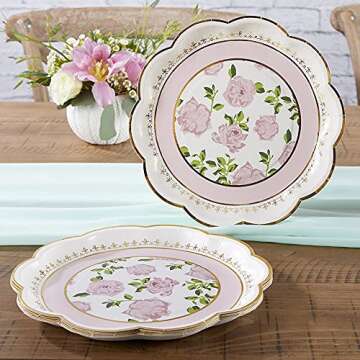 Kate Aspen Tea Time Whimsy Paper Plates, Wedding/Party Disposable Dinnerware, Pink