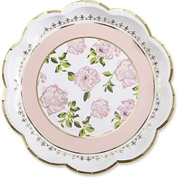 Kate Aspen Tea Time Whimsy Paper Plates, Wedding/Party Disposable Dinnerware, Pink