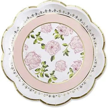 Kate Aspen Tea Time Whimsy Paper Plates, Wedding/Party Disposable Dinnerware, Pink