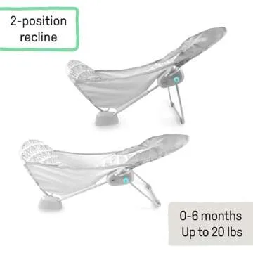 Summer by Ingenuity Foldaway 2-Position Baby Bath Seat, Adjustable Support for Sink or Bathtub, Ages 0-6 Months up to 20 Pounds, Machine-Washable Sling