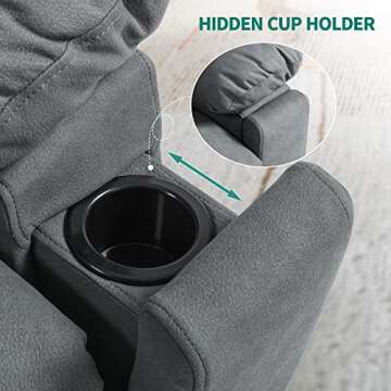 YITAHOME Electric Power Lift Recliner Chair with Massage and Heat for Elderly, Technical Cloth Recliner Sofa Living Room Chair with USB Ports, Side Pockets, 2 Concealed Cup Holders,Grey