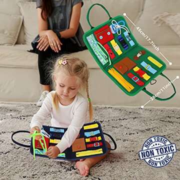 Esjay Toddler Busy Board, Montessori Toys to Learn Fine Motor Skill, Educational Sensory Board, Todd...