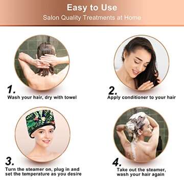 Heat Cap for Deep Conditioning, Ingeware Thermal Cap for Hair Steamer Cap for Natural Hair Portable Electric Heat Hair Spa Cap for Home Use Pattern (Floral Print)