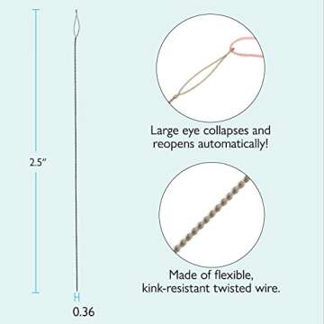 The Beadsmith Basic Elements Collapsible Eye Needles – 2.5 Inch Long – Flexible Twisted Wire – Large Eye, Easy to Thread – 4 Medium Needles