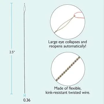 The Beadsmith Basic Elements Collapsible Eye Needles – 2.5 Inch Long – Flexible Twisted Wire – Large Eye, Easy to Thread – 4 Medium Needles