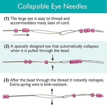 The Beadsmith Basic Elements Collapsible Eye Needles – 2.5 Inch Long – Flexible Twisted Wire – Large Eye, Easy to Thread – 4 Medium Needles