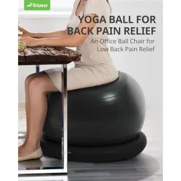 Trideer Ball Chair Yoga Ball with Base for Posture & Back Pain Relief