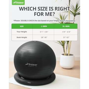 Trideer Ball Chair Yoga Ball with Base for Posture & Back Pain Relief