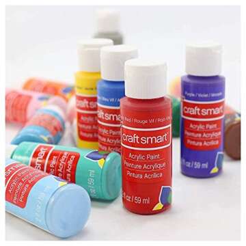 Craft Smart Matte Acrylic Paint Set Value Pack, 16 Colors and Crafter Paint Brushes Bundle | All-Purpose Paint Kit