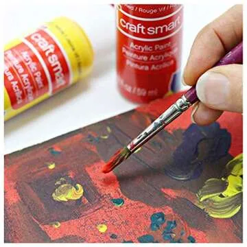 Craft Smart Matte Acrylic Paint Set Value Pack, 16 Colors and Crafter Paint Brushes Bundle | All-Purpose Paint Kit