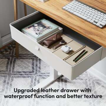 BANTI Electric Standing Desk with Drawer, Adjustable Height Sit Stand Up Desk, Home Office Desk Computer Workstation, 48x24 Inches, Ligh Vintage Brown